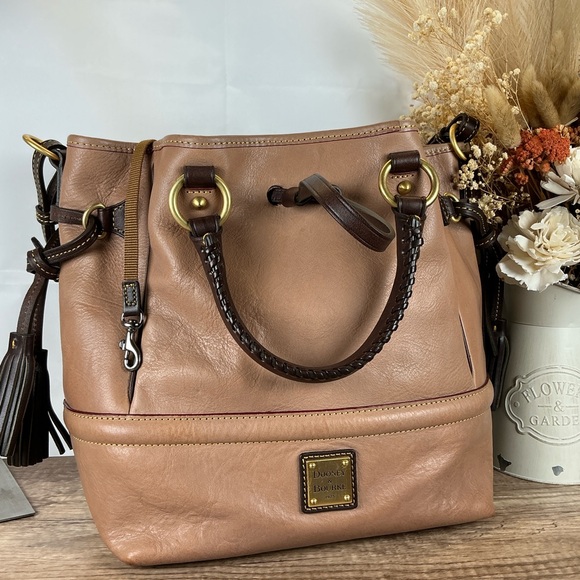 Dooney & Bourke Buckley Florentine Mushroom Brown Leather Shoulder Hand Bag Rare - Picture 3 of 14